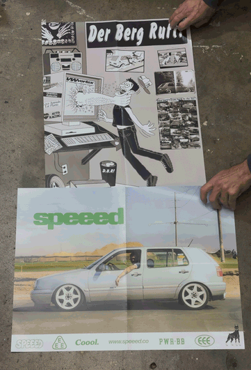 18x24" centerfold posters from Speeed.co, H&R Springs, FCP Euro and Der Berg Ruft, included free with every 2026 More Than More VW Wall Calendar.