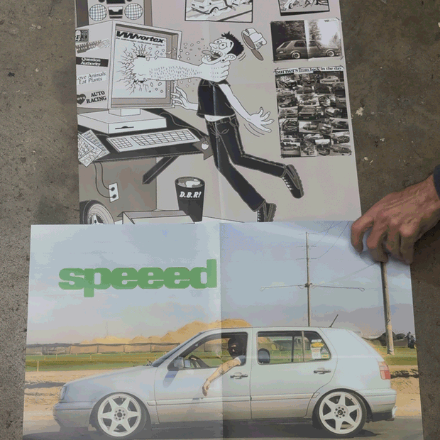 18x24" centerfold posters from Speeed.co, H&R Springs, FCP Euro and Der Berg Ruft, included free with every 2026 More Than More VW Wall Calendar.