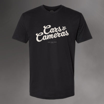 Cars & Cameras Script T-Shirt (Black/White)