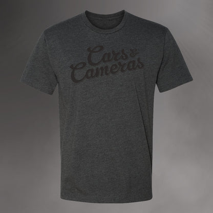 Cars & Cameras Script T-Shirt (Charcoal/Black)