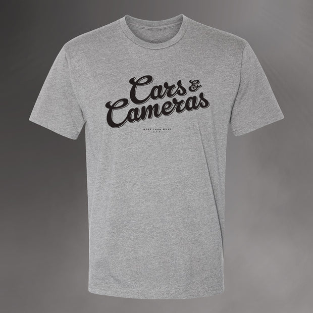Cars & Cameras Script T-Shirt (Heather Grey/Black)